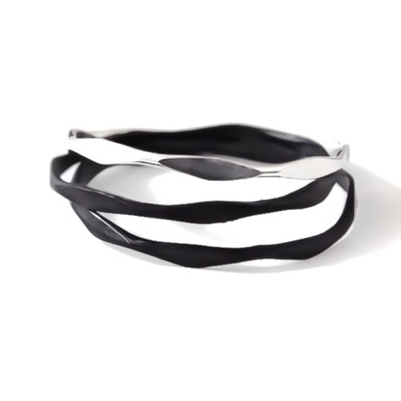 (2-15) Set of 3 925 Sterling Silver Faceted Band Rings Oxidized Black & Polished - Picture 4 of 9